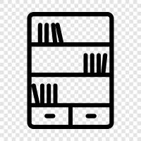 bookcases, built in, top loading, sliding icon svg