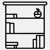 books, bookshelf, bookcase, library icon svg