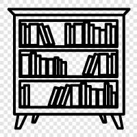 bookshelf, built in, wooden, antique icon svg