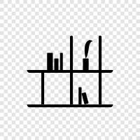 bookshelf, built in, wooden, book cabinet icon svg