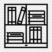 bookshelf, built in, storage, decoration icon svg