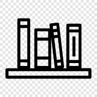 Bookshelves, Bookshelf, Books on a Shelf icon svg