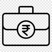 briefcase, Indian rupee, Indian currency, travel accessories icon svg