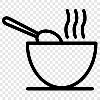 Brühe, Gemüsesuppe, Hühnersuppe, Rindfleischsuppe symbol