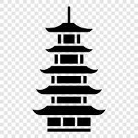 Buddhism, temples, Japan, Pagoda icon svg