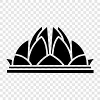 buddhism, hinduism, india, lotus temple icon svg