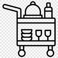 buffet cart, food cart, catering cart, food delivery cart icon svg