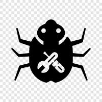 bug, fixing, error, software icon svg