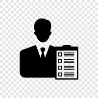 business report, report on man, business analysis, man with business report icon svg