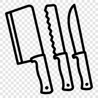 butcher knives, cleaver, kitchen shears, paring knife icon svg