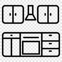 cabinets, countertops, appliances, design icon svg