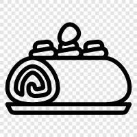 cake roll, dessert roll, sugar roll, roll cake mix icon svg