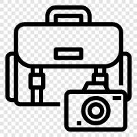 camera bags, camera cases, camera equipment, photography icon svg