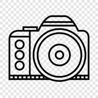 Camera lenses, Camera accessories, Camera software, Camera review icon svg