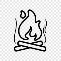 campfire cooking, campfire stories, campfire songs, campfire games icon svg