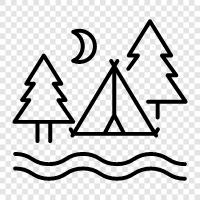 Camping Gear, Campsites, Camping Tips, Campfire Songs icon svg