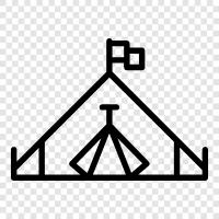 Camping, im Freien, Unterschlupf, Ausrüstung symbol