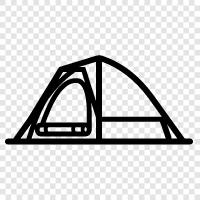 Camping, im Freien, Unterschlupf, Campingausrüstung symbol