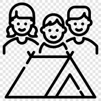 camping with the family, family camping, camping with kids, camping with grandparents icon svg