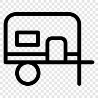 caravan, truck, van, car icon svg