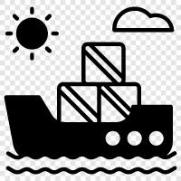 cargo boat, cargo transport, bulk cargo, inland cargo icon svg