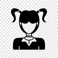 cartoon girl, anime girl, cartoon character, manga girl icon svg