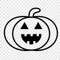 carved pumpkin, spooky decoration, Halloween, Jacko'-lantern icon svg