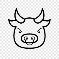 cattle, bovine, beef, farming icon svg