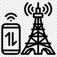 cell phone tower, electronic equipment, communication tower, wireless tower icon svg