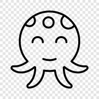 cephalopod, tentacles, ink, intelligence icon svg