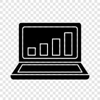 charting in laptop, charting software for, chart in laptop icon svg