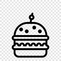 cheeseburger, hamburger bun, hamburger patty, hamburger icon svg