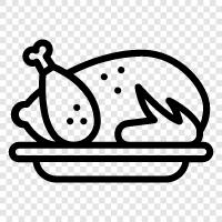 Huhn, Hühnerflügel, Hühnertopfkuchen, Hühnersuppe symbol