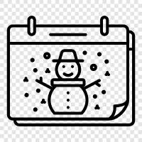 Christmas calendar, New Year s calendar, winter holidays, winter fun icon svg