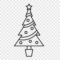 Christmas tree decorations, Christmas tree ornaments, Christmas tree lighting, Christmas icon svg