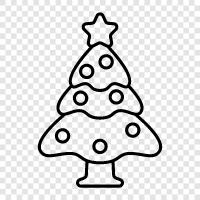 Christmas tree decorations, artificial Christmas tree, prelit Christmas tree, Christmas icon svg