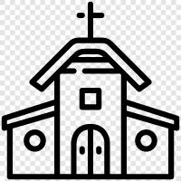 Kirchenbesuch, Gottesdienste, Evangelische Kirche, Bischofskirche symbol