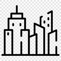 Stadtleben, Stadtzentrum, Stadtbild, Skyline symbol