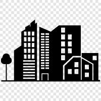 city life, city living, urban living, cityscape icon svg