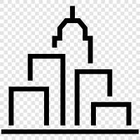 city life, city lights, skyscrapers, architecture icon svg