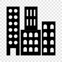 city life, cityscape, downtown, district icon svg