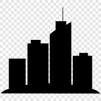 Stadtbild, Skyline, Stadt, Stadtplanung symbol