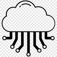 Облачные вычисления, хранение облаков, облачные услуги, программное обеспечение облаков Значок svg