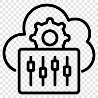 Cloud Management, Cloud Storage, Cloud Computing, Cloud Software symbol