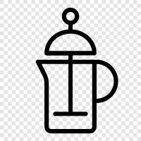 Kaffee, Übergießen, Kaffeemaschine, Bedienungsanleitung symbol