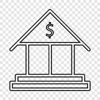 commercial bank, checking account, savings account, mortgage icon svg