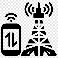 communications tower, cell tower, cell phone tower, cellular tower icon svg