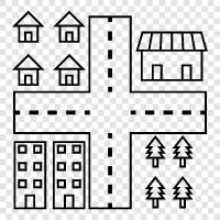 community, neighborhood, village, town center icon svg