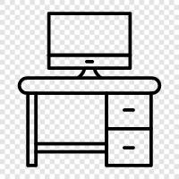 computer desk, work desk, office desk, study desk icon svg