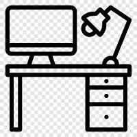 computer desk, work desk, writing desk, drawing desk icon svg